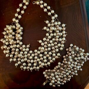 STELLA & DOT SOPHIA PEARL BIB Necklace Set w/Matching Bracelet